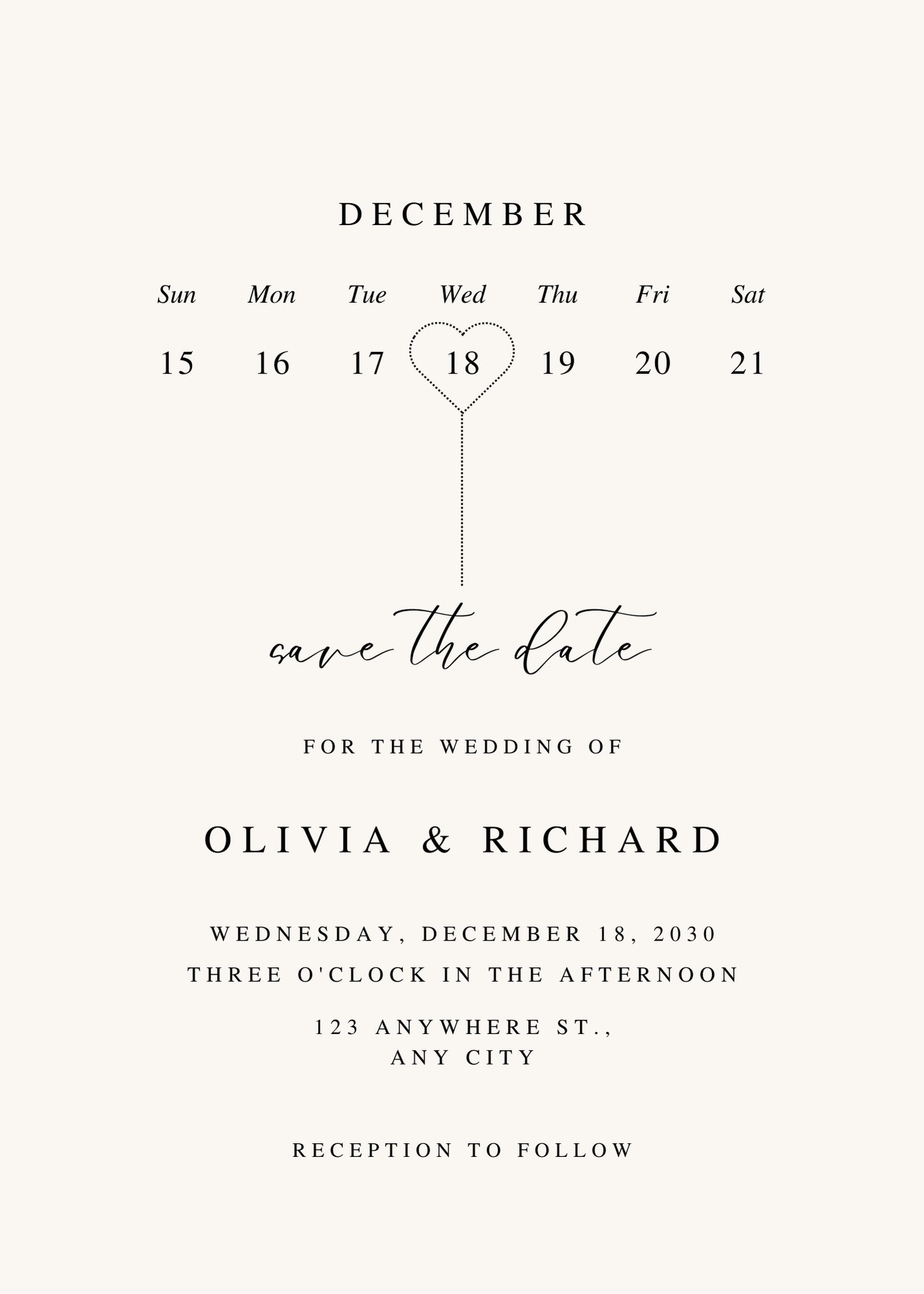 Beige Minimalist Save the Date Calendar Wedding Invitation