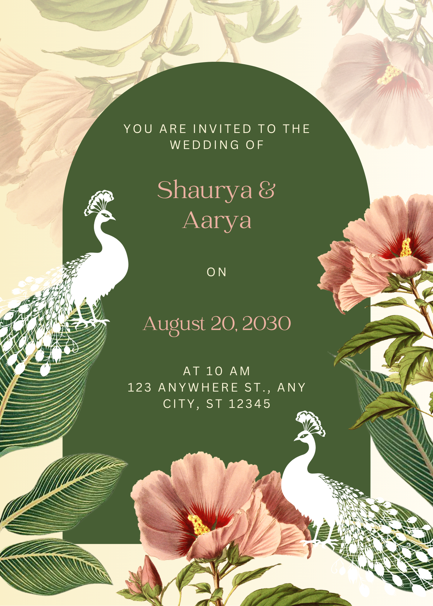 Green Elegant Indian Wedding Invitation
