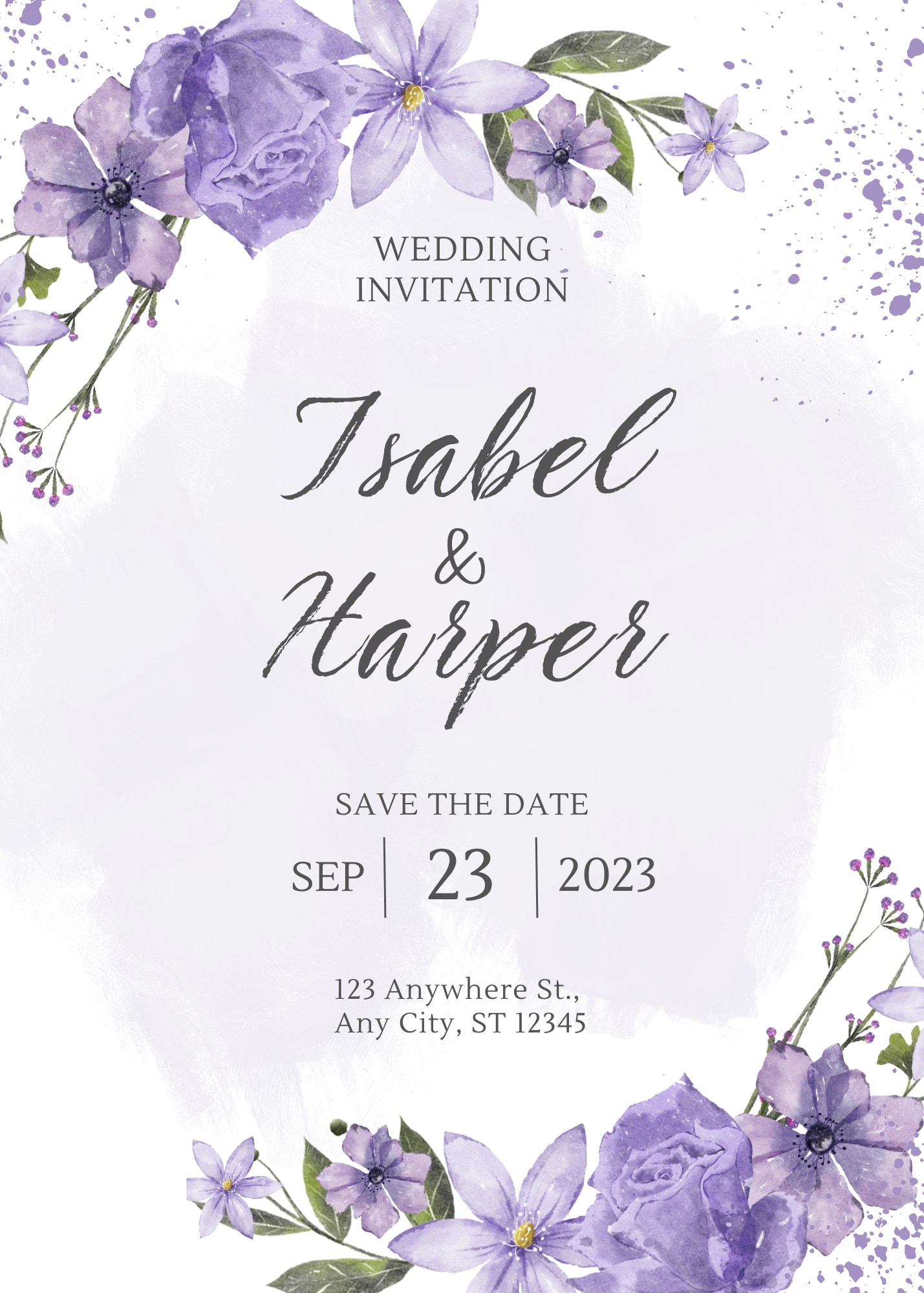 Green Watercolor Leaves Save the Date Invitation (6)