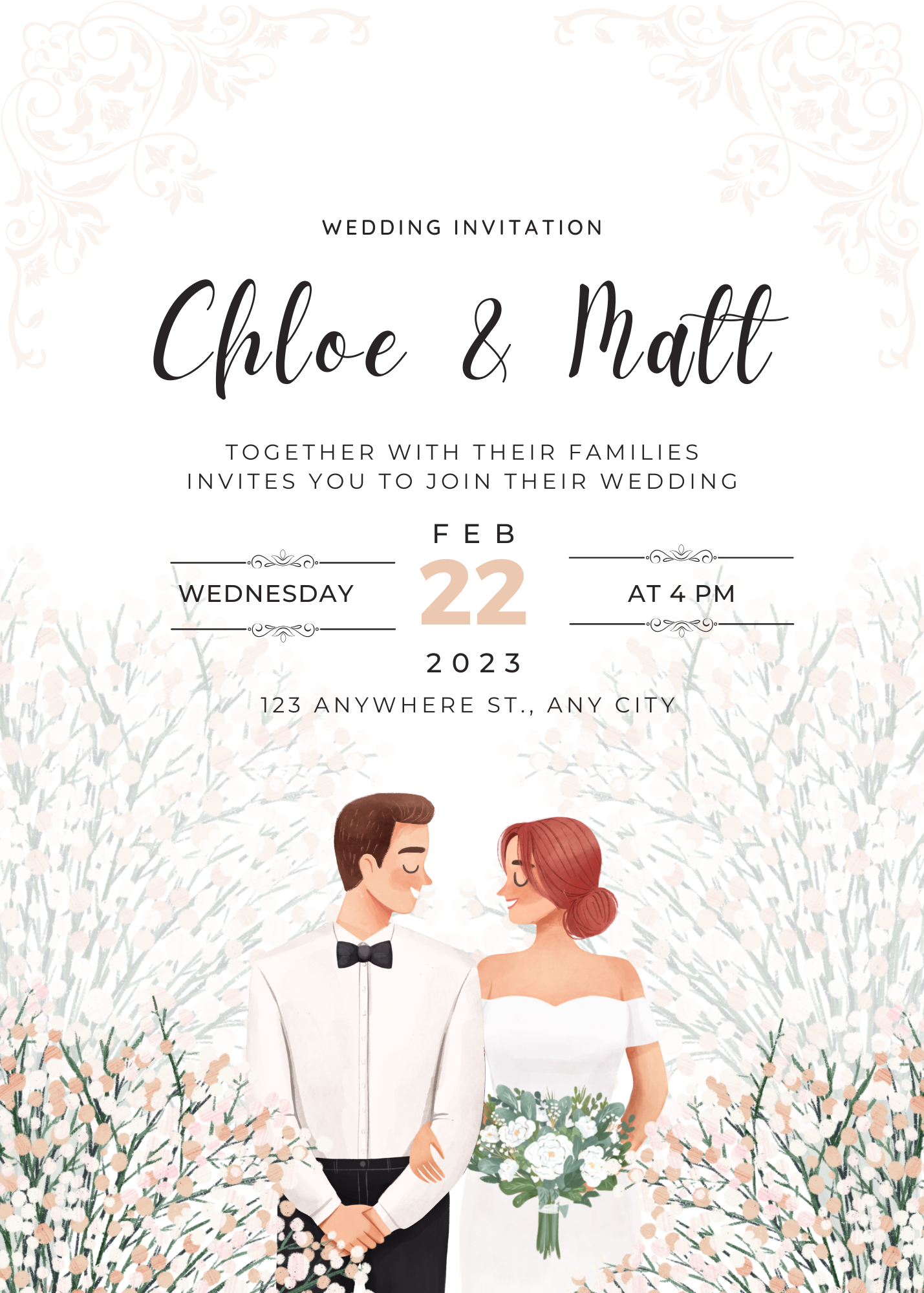 White Minimalist Wedding Invitation